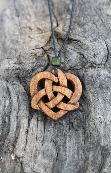 Irish Trinity Celtic Heart Wooden Necklace, Irish Elm Carved Celtic Knot Pendant, Unique 5 Year Anniversary Wood Gift Made In Ireland
