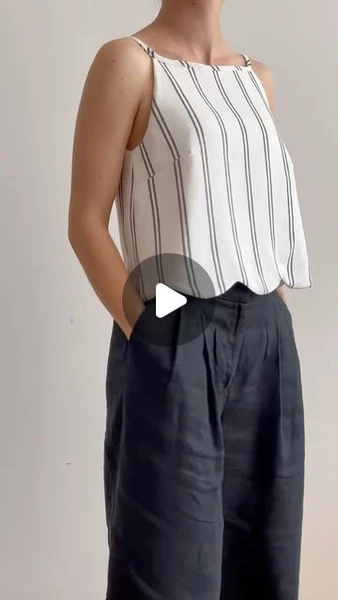 Florentina Isaila on Instagram: "I finally finished filming this reel today, and since the top matched my pants perfectly, here is a quick try-on. This top is fully reversible, so I chose a white linen-viscose blend for one side (the one with stripes), and 100% linen for the other. I am 1.70m (5’7”) and I made a size XS.If you want to match with your little one, you’ll find the set in my shop.Would love to hear your thoughts! 🫶🏻#tfp_anemone #matchingoutfits #easysewing #sewingtutorial #indiepatterns @tinyfolkpatterns"