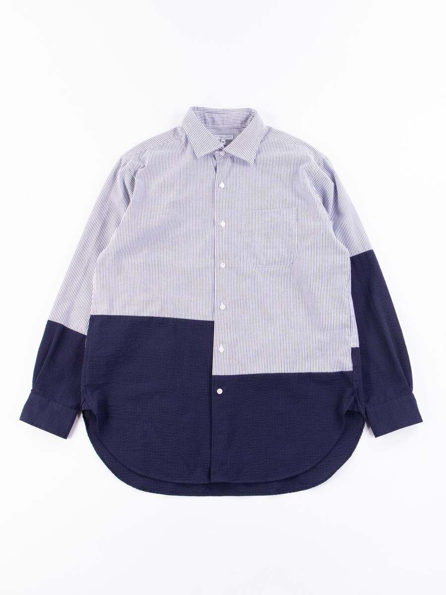 Blue/White CP Seersucker Stripe Spread Collar Shirt by Engineered Garments – The Bureau Belfast