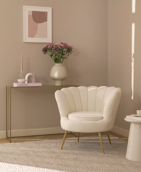Fauteuil cocktail tissu bouclé blanc crème Oyster | WestwingNow
