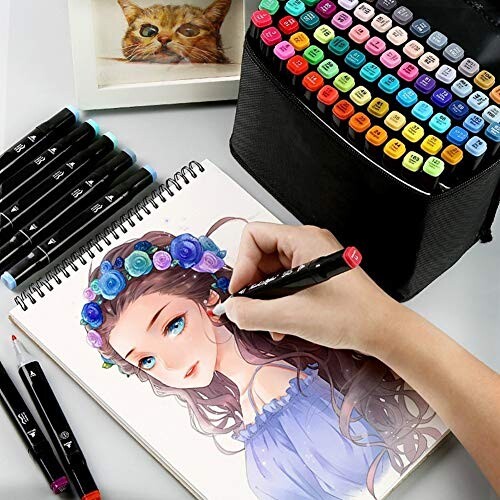 JoyRolly Feutre pour Porcelaine Feutre Porcelaine Brush Tip Pens Gold Pens Metallic Brush Pens Calligraphy Brush Pens Set Colouring Pens for Adults Pack 80 Colours for Product Design