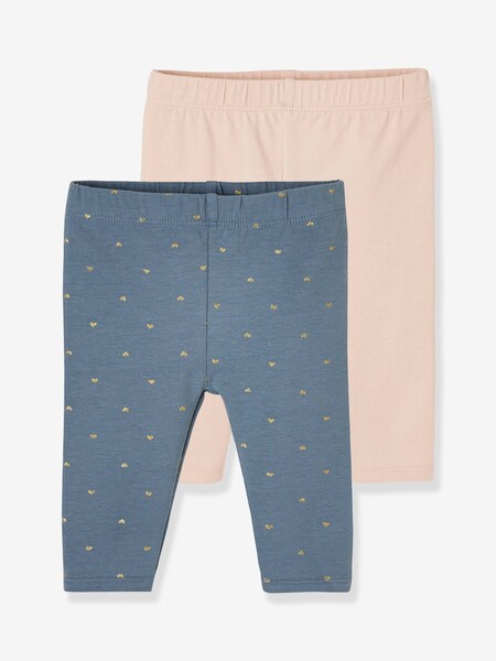 Lot de 2 leggings courts bébé assortis lot rose grisé - Vertbaudet