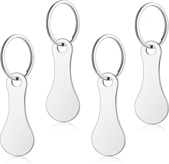 4 extracteurs de caddie en acier inoxydable, jeton de caddie amovible comme porte-clés, fixation de clé de jeton de caddie