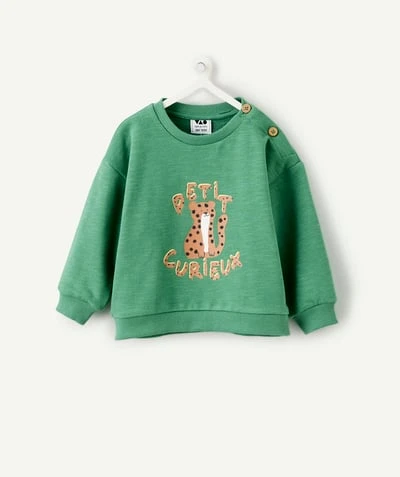 Sweat bébé garçon vert imprimé animal