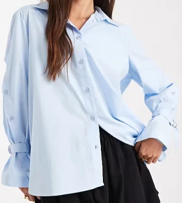 French Connection - Chemise boutonnée fendue sur le côté - Bleu clair