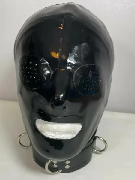 Latex Trou d'épingle Yeux Bouche ouverte Cagoule
