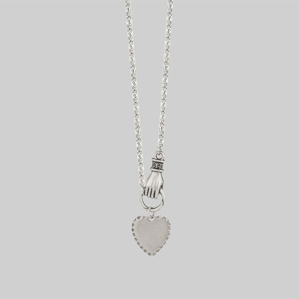 HAND OF GLORY. Grasping Heart Necklace - Silver – REGALROSE