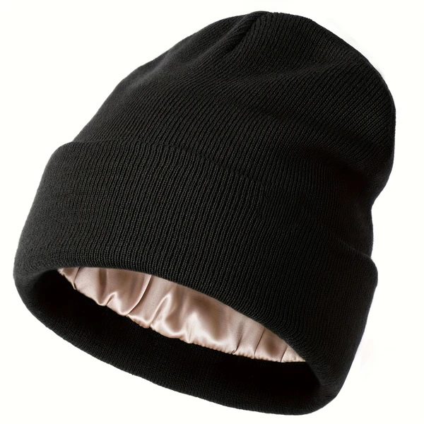 Casual * Lined Beanie Simple Solid Color Elastic Knit Hats Lightweight Cuffed Beanies Winter Warm Skull Cap For Women & Men