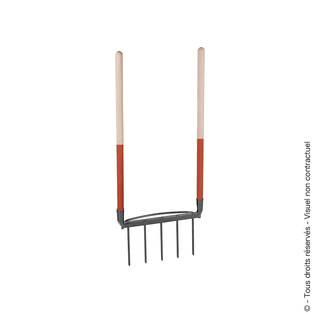 Griffe aératrice bioculteur 5 dents acier MERMIER manche bois L.100 cm