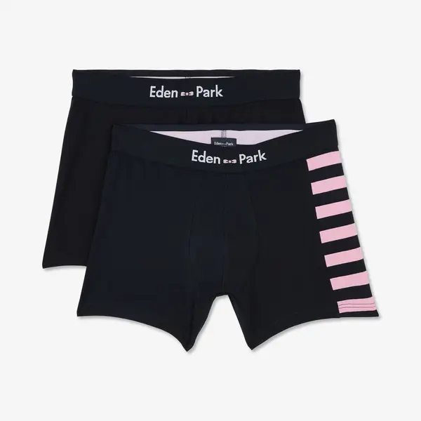 Pack de 2 boxers bleu marine détails rayures et uni