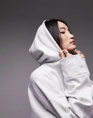Topshop - Sweat à capuche zippé de qualité supérieure - Gris chiné