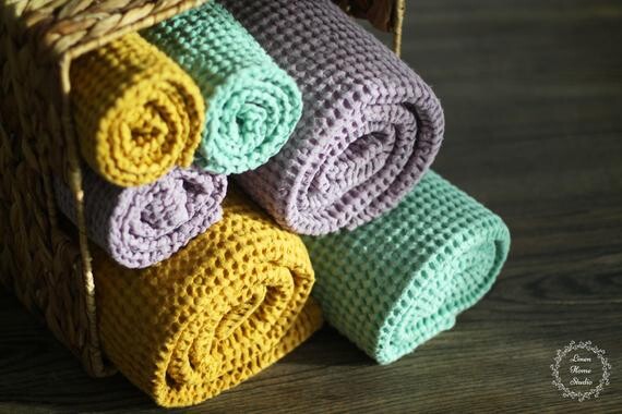 Serviette de bain de gaufre de lin