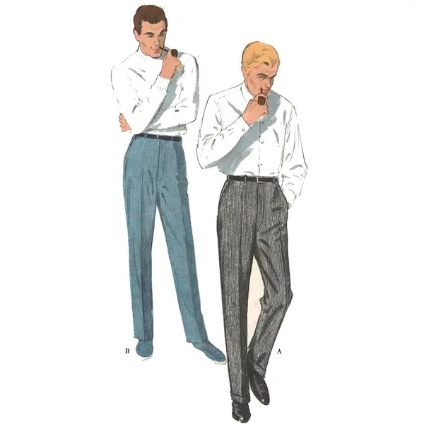 Modèle de couture des années 1950/1960 : Pantalons réglementaires pour hommes - Multi-tailles