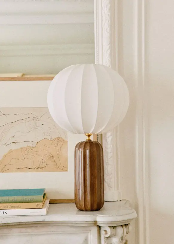 Lampe Traviata - Bois - Abat-jour - Sonate écru - Sézane