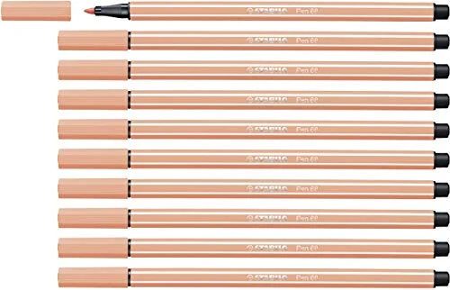 STABILO Feutre dessin Pen 68 - Lot x 10 feutres de coloriage pointe moyenne - Rose abricot (68/26)