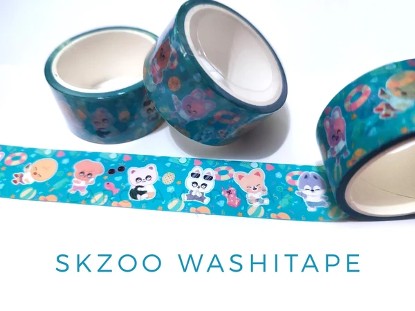 Washi tape Stray Kids SKZOO cinta washi / wolfchan, leebit, dwaekki, jiniret, bokkari, foxiny, puppym, quokka, bangchan, hyunjin