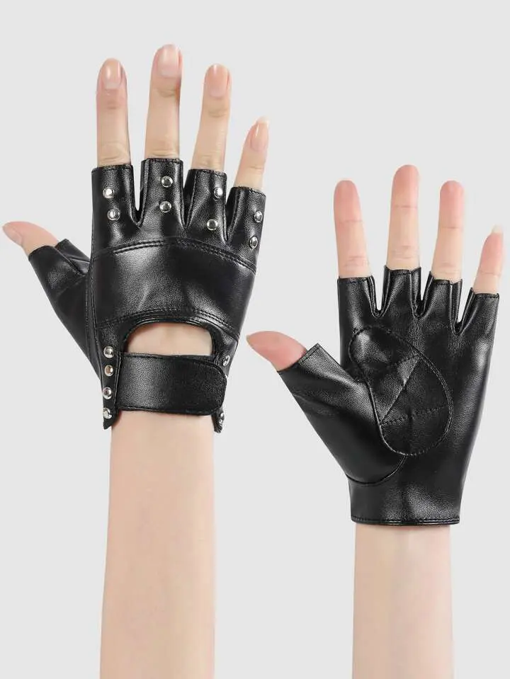 1 Paire De Gants Ã Demi-doigts Pour Femmes Pour Les Performances De Danse De Rue, Avec Un Motif ÃvidÃ© En Forme De CÅur Et Des Doigts ExposÃ©s