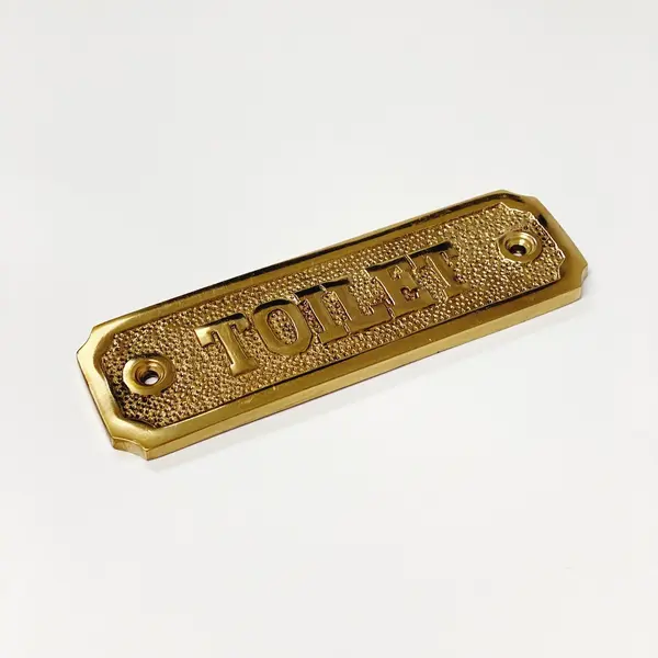 Brass Toilet Door Sign 4-1/2&quot; x 1-3/8&quot; - Brass Door Sign -  Gift