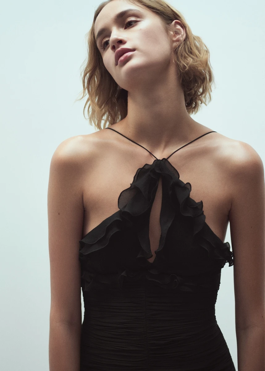 Robe froncée emmanchures américaines - Femme | MANGO OUTLET France métropolitaine