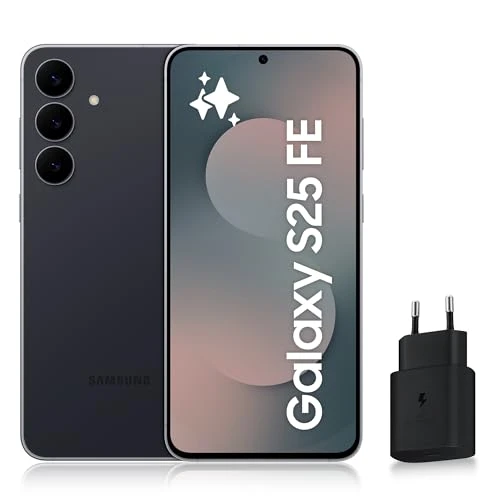 Samsung Galaxy S25 FE, Smartphone Android 5G avec Galaxy AI, 128 Go, Chargeur secteur rapide 25W inclus, Smartphone déverrouillé, Noir Absolu, Version FR