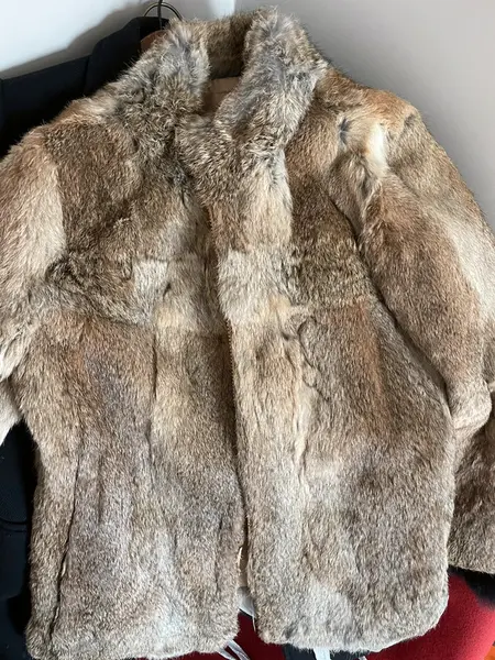 Manteau fourrure beige