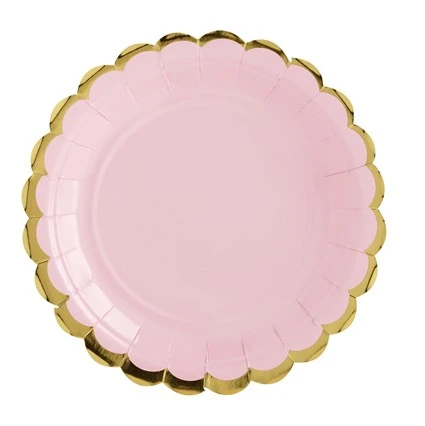 6 assiettes en carton rose pâle Candy Party 18cm