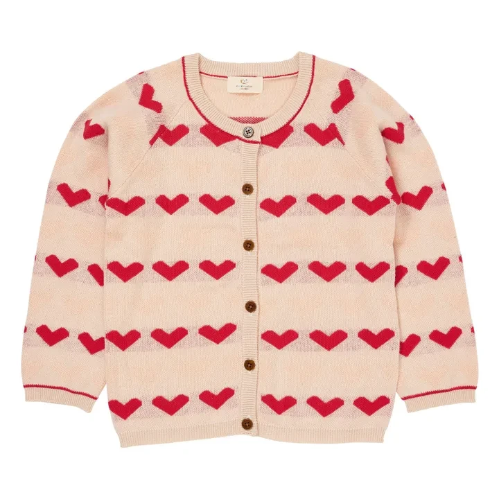 Copenhagen Colors - Gilet Cœurs Coton Bio - Ecru | Smallable