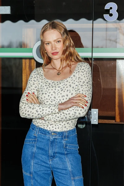 T-shirt pointelle imprimé