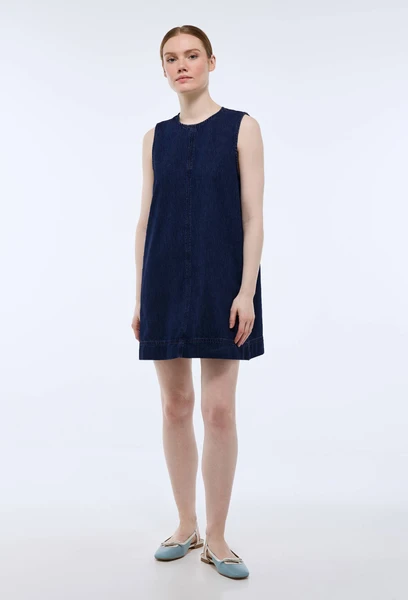 Robe courte en denim en coton BIO GOTS