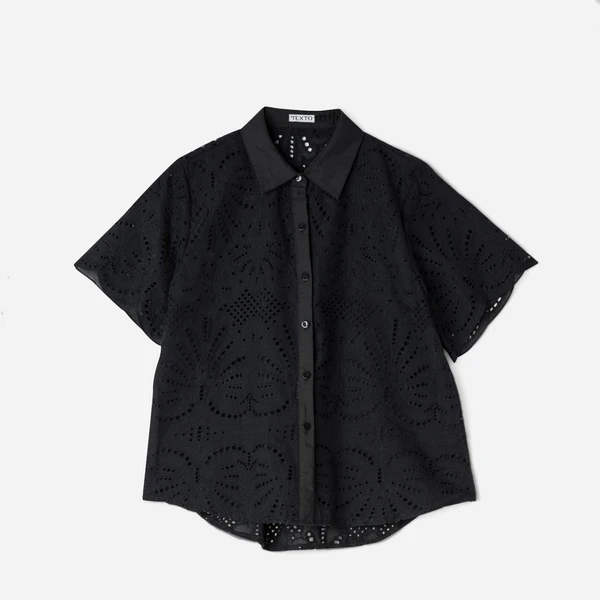 Chemise TEXTO noire broderie anglaise