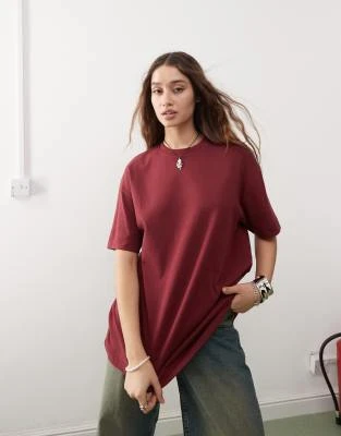 COLLUSION - T-shirt oversize - Rouge vin