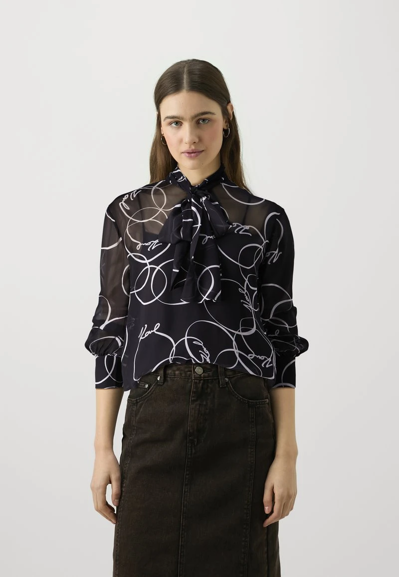 PRINTED BOW BLOUSE - Blouse - black/white