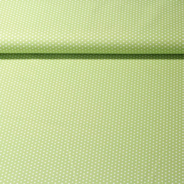 Popeline de coton Stella - Mini étoiles Lime Blanc