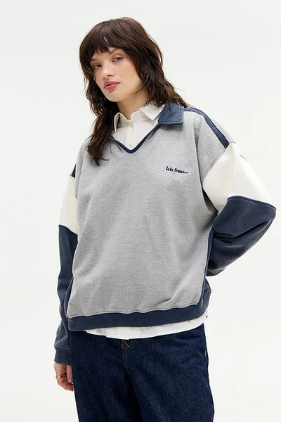 iets frans... Sweat-shirt rayé à col ouvert