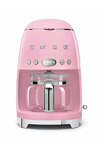 Smeg, Machine à Café Filtre DCF02PKEU, Fonction Arôme et Autostart, Carafe en Verre Jusqu'à 12 Tasses, 2 Niveaux d'Intensité, Mode Maintien au Chaud, 1050 W, Rose