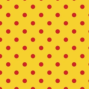 Yellow With Red Polka Dots - Large (Fall Fabric | Spoonflower
