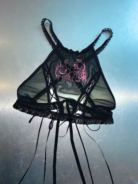 Purgatory /// Unholy’ embroidery lingerie top