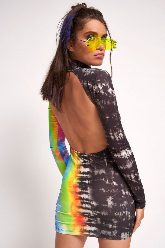 **Robe à manches longues et imprimé tie & dye, Jaded London