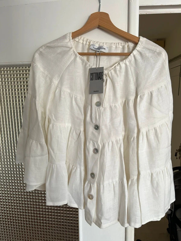 Veste lin blanc neuve cottonade