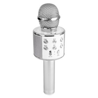 MAX KM01 - Microphone Karaoké micro sans fil Bluetooth – Argenté, haut-parleur intégré