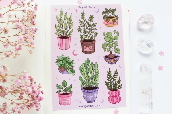 Magical Plants Matt Vinyl Sticker Sheet — Marigona Suli
