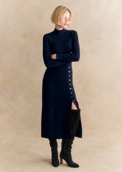 Robe Harper - Marine - Laine Mérinos - Sézane