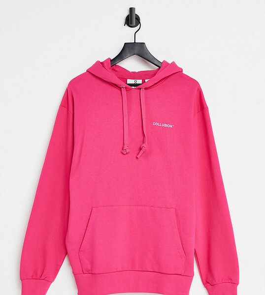 COLLUSION Unisex - Hoodie oversize à logo - Rose vif