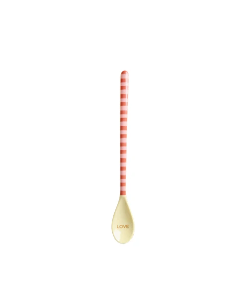 Latte Spoon - Pink - Organic Stripes Print