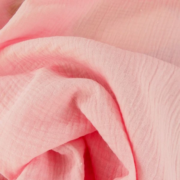 Tissu double gaze oeko-tex - rose clair