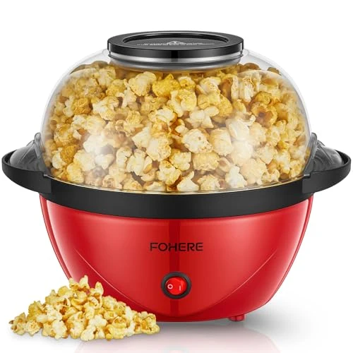 FOHERE Machine à Pop Corn, Machine a Pop Corn 3,5 L Pour la Maison, Popcorn Machine électrique Avec Sucre et Huile, Revêtement Antiadhésif, Silencieuse et Rapide, Grand Couvercle Comme Bol de Service