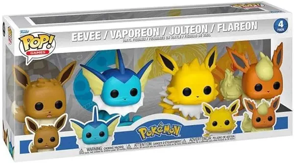 Funko Pop Pokemon : 4 Pack Eevee / Vaporeon / Jolteon / Flareon - Evoli / Aquali / Voltali / Pyroli
