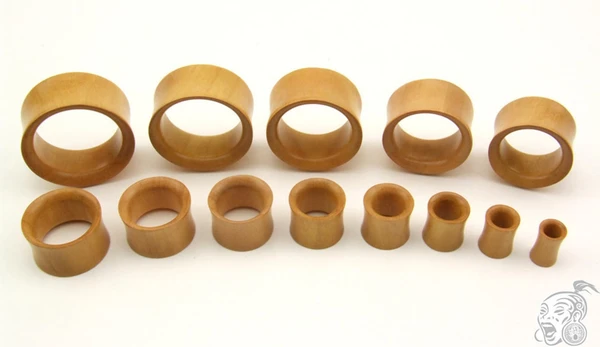 Camellia Wood Tunnel Plugs, Double Shoulder, Handmade, Available in 6 / 8 / 10 / 14 / 16 / 18 / 22 / 24 / 26 / 28 mm