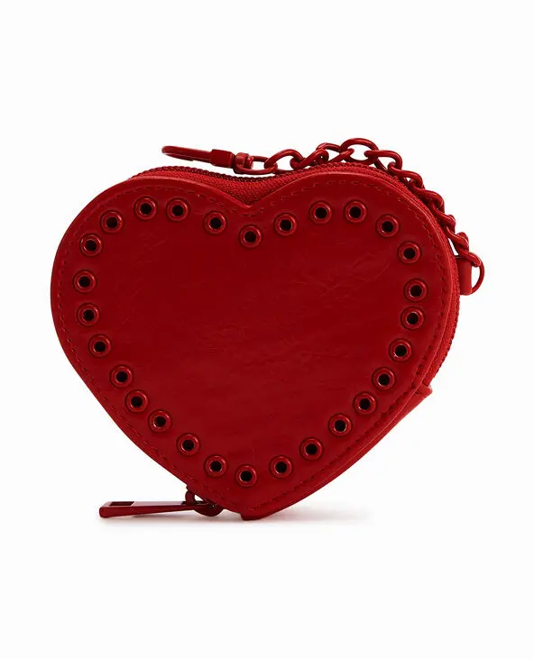 Porte-monnaie cœur effet cuir et studs