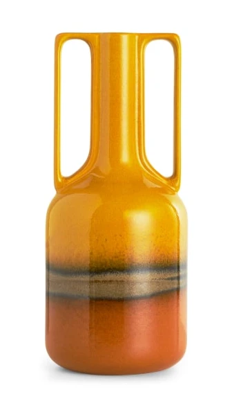 Pavel, grand vase à poignées, glaçure réactive orange | MADE.com